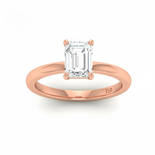 Load image 1 in gallery view. Anaya Solitaire Emerald Cut With Diamond Engagement Ring