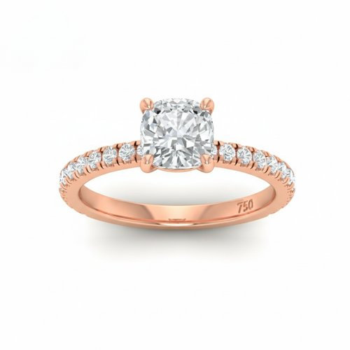Load image 1 in gallery view. Athena Cushion With Diamond Band Engagement Ring