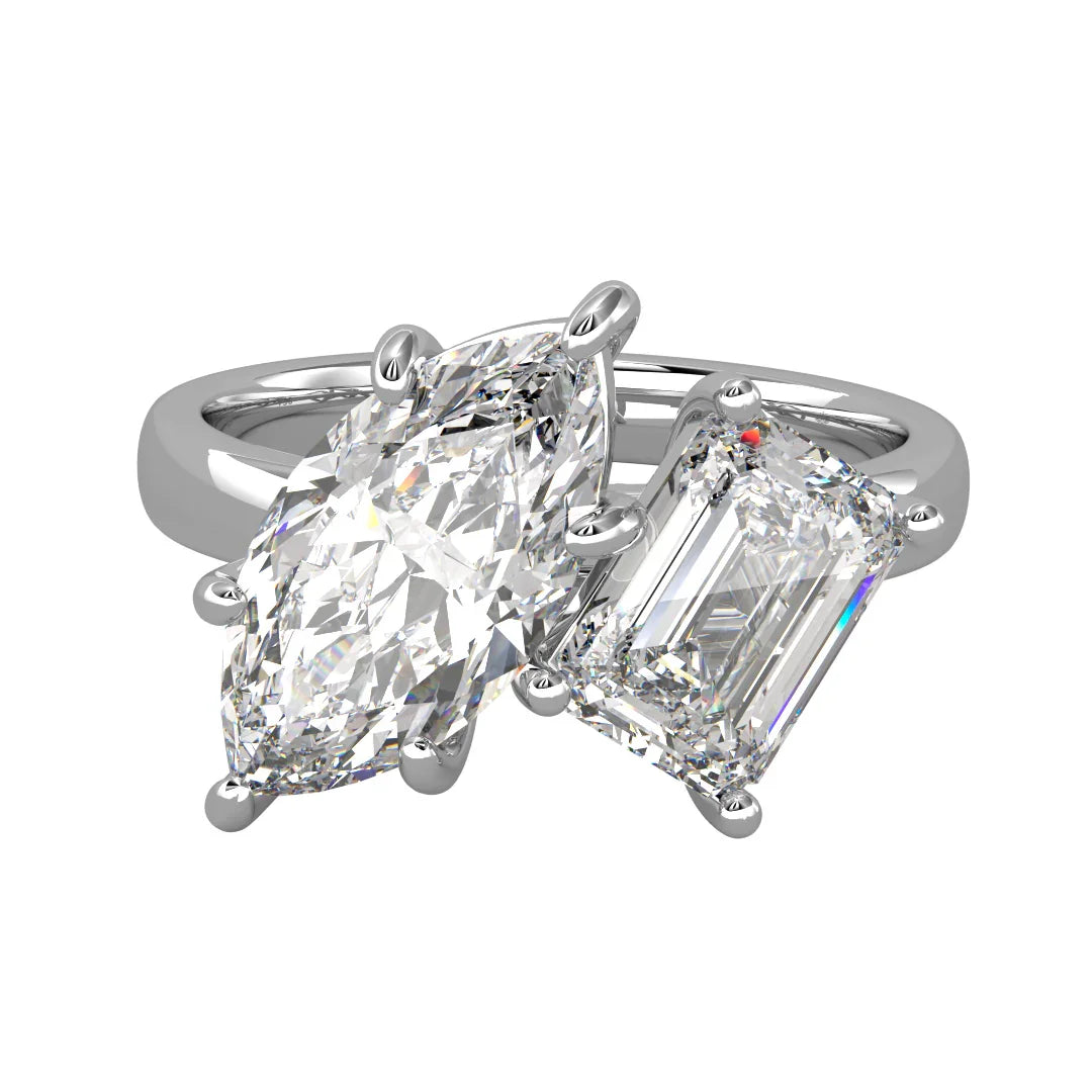 Celeste Marquise & Emerald Twin Diamond Ring