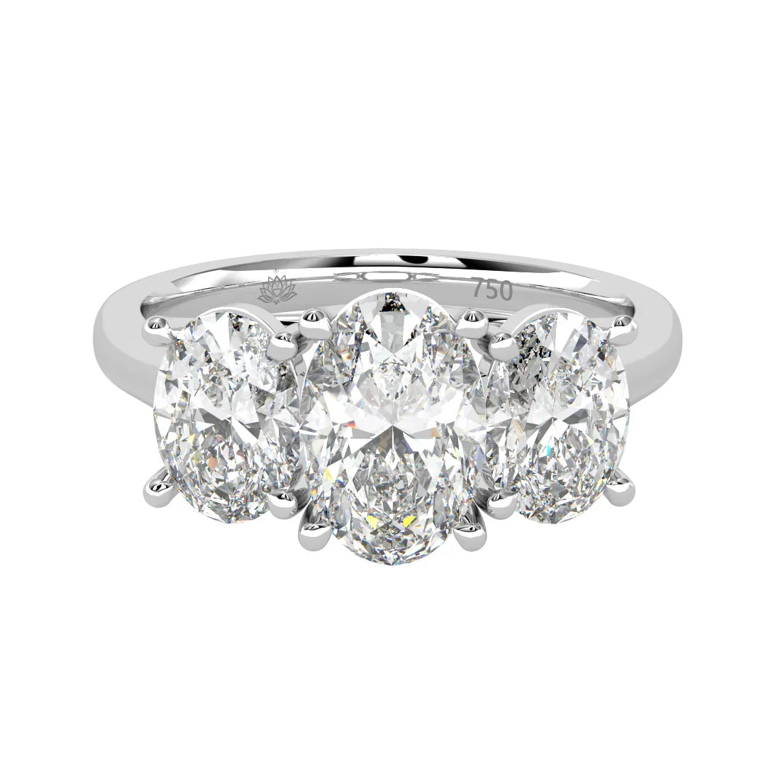 Genevieve Three Stone Oval Diamond Ring