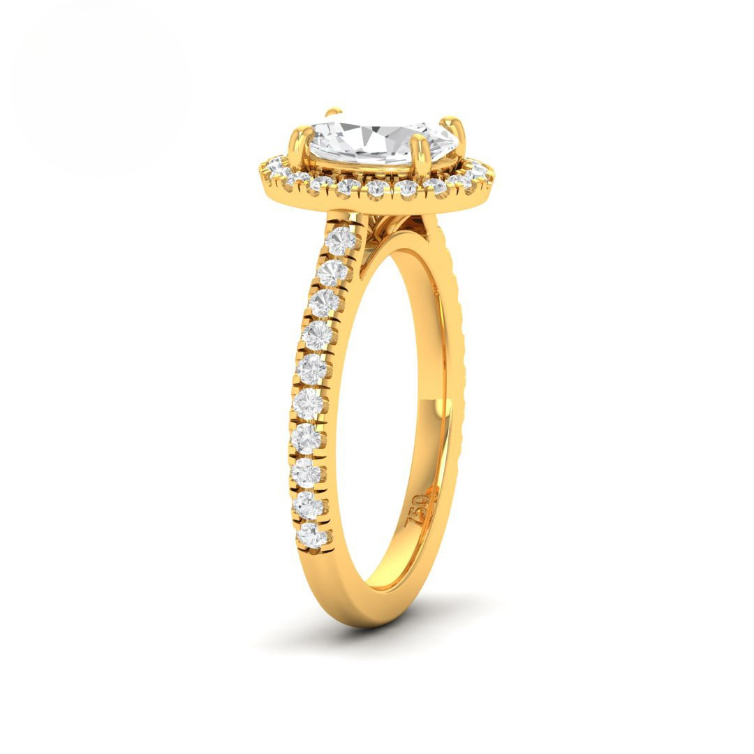 Belle Oval Cut Diamond Engagement Ring with Diamond Halo & Diamond Band
