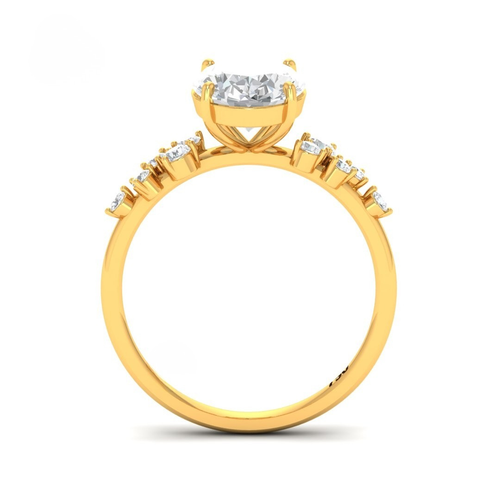 Load image 1 in gallery view. Lina Oval Cut Diamond Engagement Ring With Diamond Accent Band