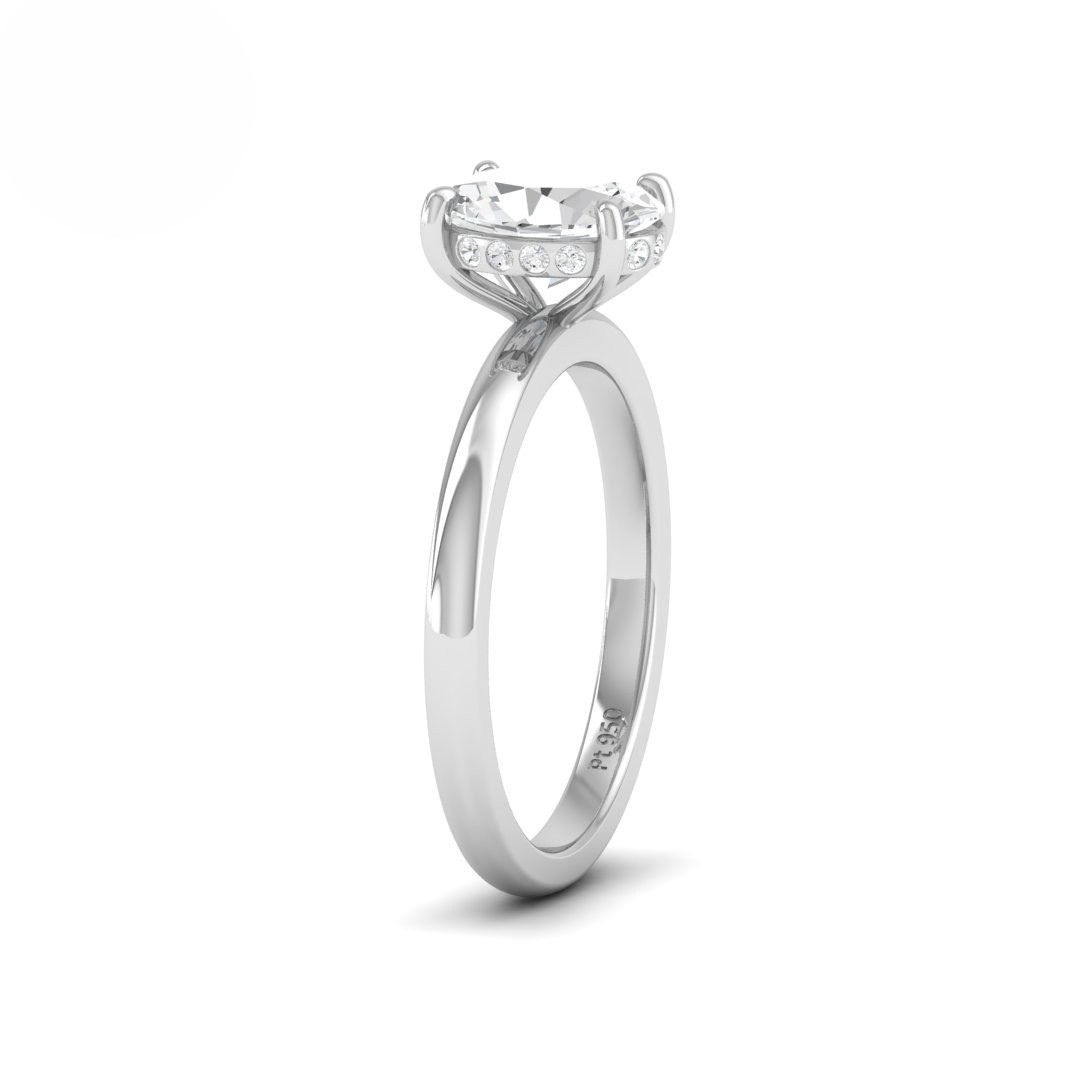 Kiara Oval Cut Diamond With Hidden Halo Engagement Ring
