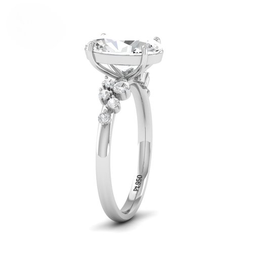 Load image 1 in gallery view. Lina Oval Cut Diamond Engagement Ring With Diamond Accent Band