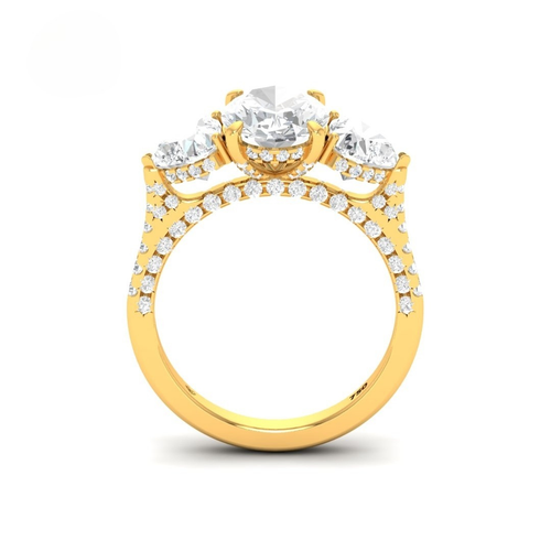 Load image 1 in gallery view. Vidhi Oval Cut Diamond Engagement Ring with Heart Cut Side Diamonds and 3D Diamond Band