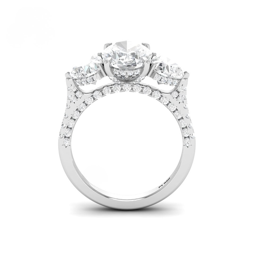 Load image 1 in gallery view. Vidhi Oval Cut Diamond Engagement Ring with Heart Cut Side Diamonds and 3D Diamond Band