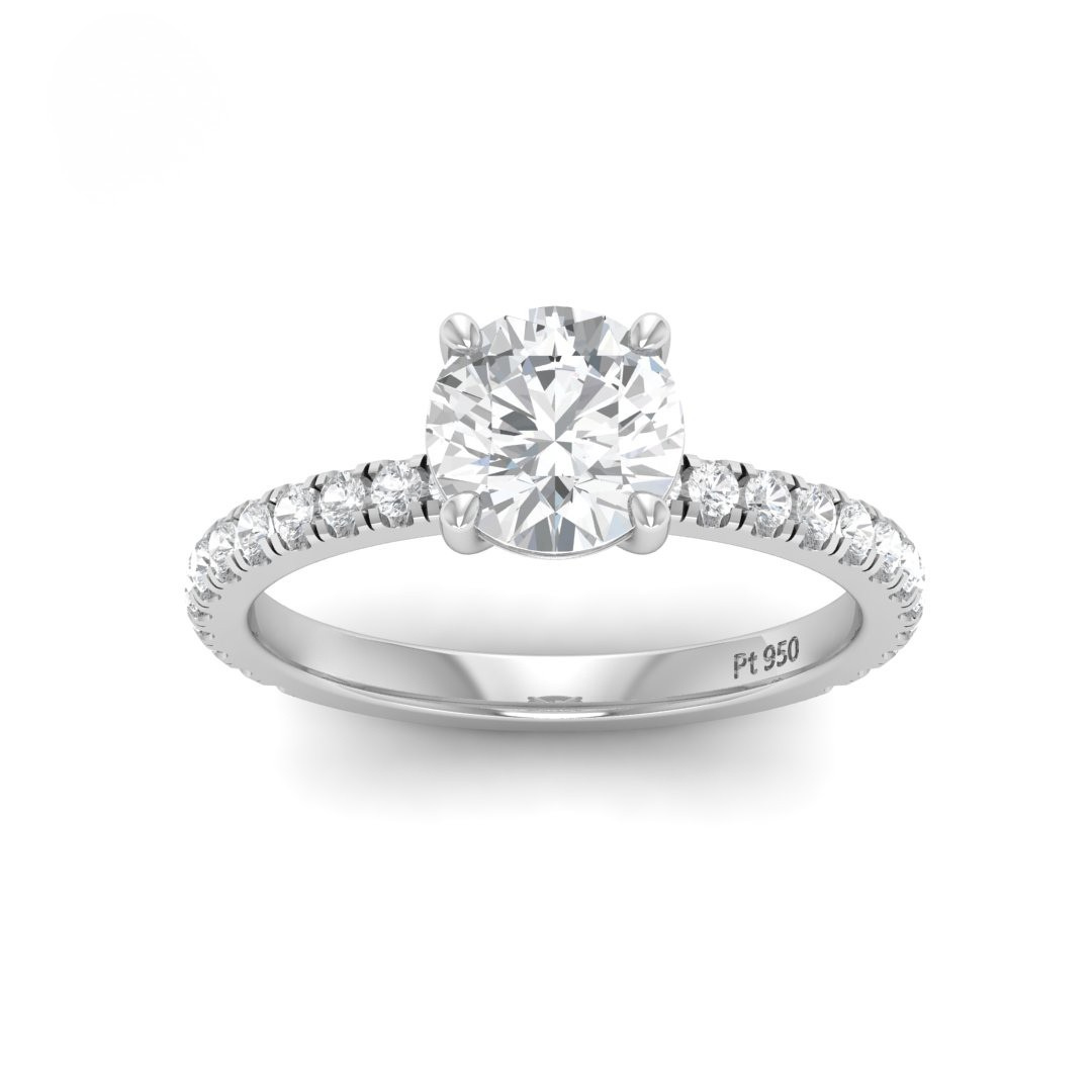 Athena Round With Diamond Band Engagement Ring