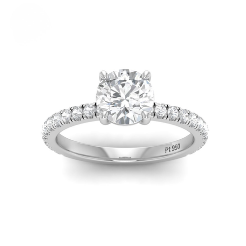 Load image 1 in gallery view. Athena Round With Diamond Band Engagement Ring