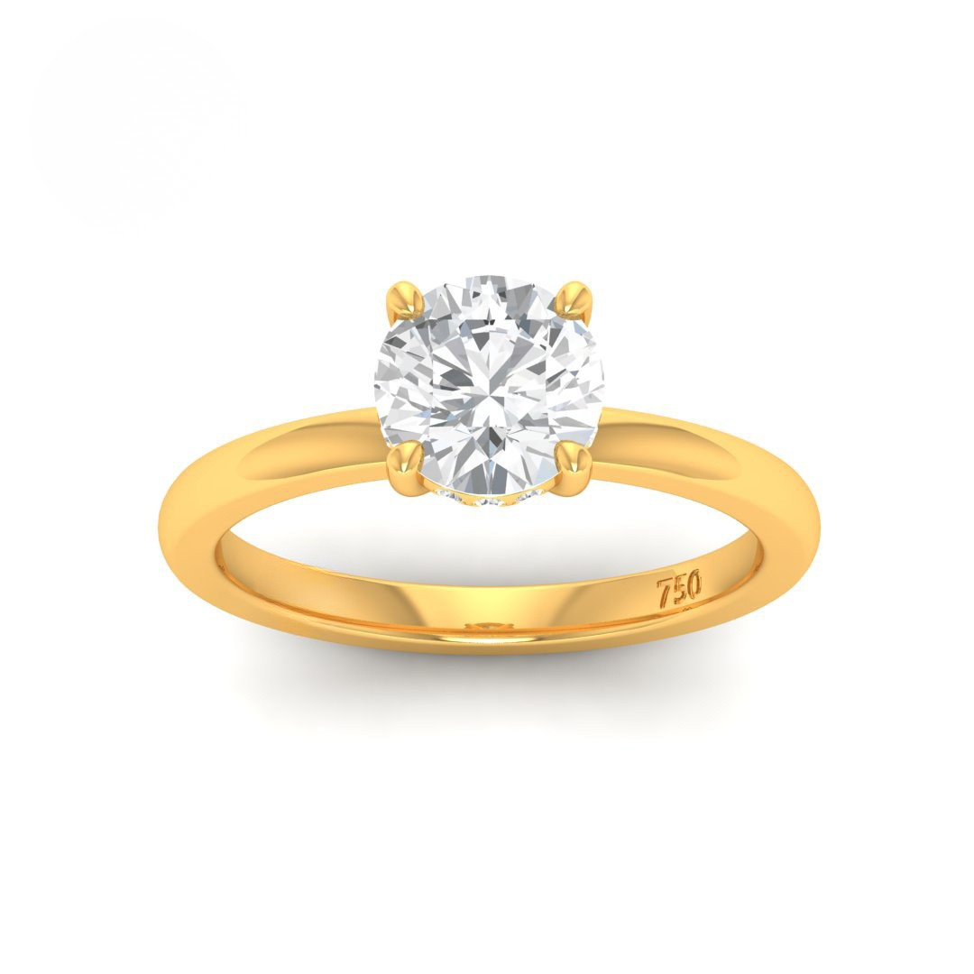 Kiara Round Cut Diamond With Hidden Halo Engagement Ring
