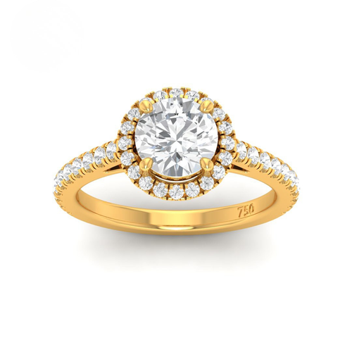 Load image 1 in gallery view. Belle Round Cut Diamond Engagement Ring with Diamond Halo & Diamond Band