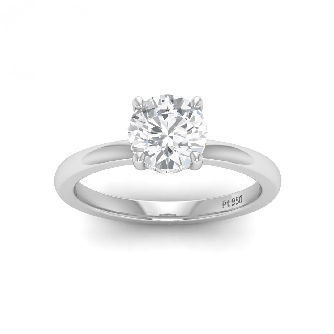 Kiara Round Cut Diamond With Hidden Halo Engagement Ring