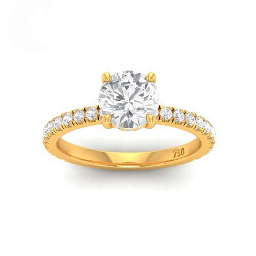 Load image 1 in gallery view. Lila Round Cut Diamond Engagement Ring with Diamond Hidden Halo and Diamond Band