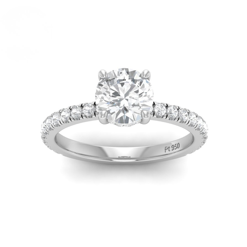 Load image 1 in gallery view. Lila Round Cut Diamond Engagement Ring with Diamond Hidden Halo and Diamond Band