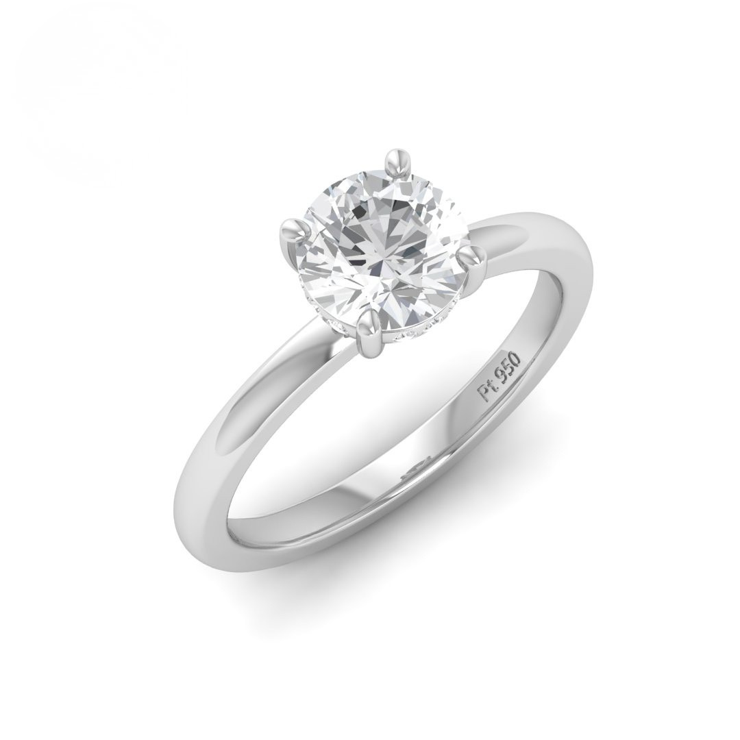 Kiara Round Cut Diamond With Hidden Halo Engagement Ring