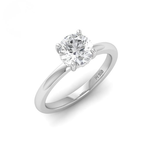Load image 1 in gallery view. Kiara Round Cut Diamond With Hidden Halo Engagement Ring