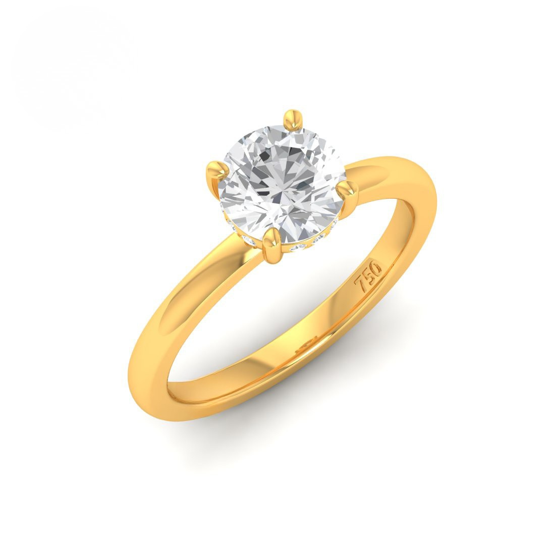 Kiara Round Cut Diamond With Hidden Halo Engagement Ring