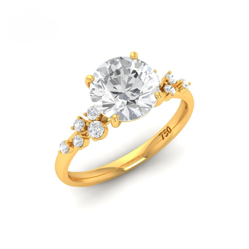 Load image 1 in gallery view. Lina Round Cut Diamond Engagement Ring With Diamond Accent Band
