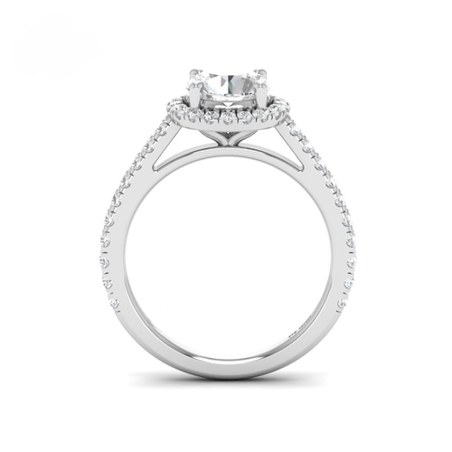 Load image 1 in gallery view. Belle Round Cut Diamond Engagement Ring with Diamond Halo & Diamond Band