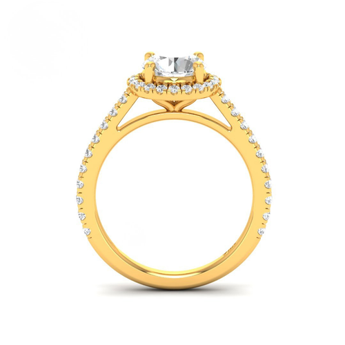 Load image 1 in gallery view. Belle Round Cut Diamond Engagement Ring with Diamond Halo & Diamond Band