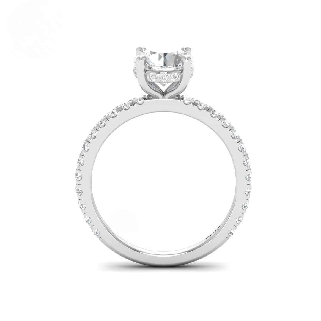 Lila Round Cut Diamond Engagement Ring with Diamond Hidden Halo and Diamond Band