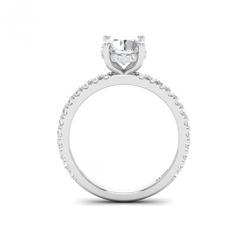 Load image 1 in gallery view. Lila Round Cut Diamond Engagement Ring with Diamond Hidden Halo and Diamond Band