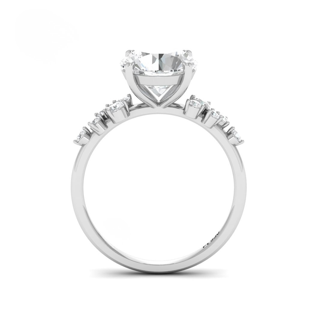 Lina Round Cut Diamond Engagement Ring With Diamond Accent Band