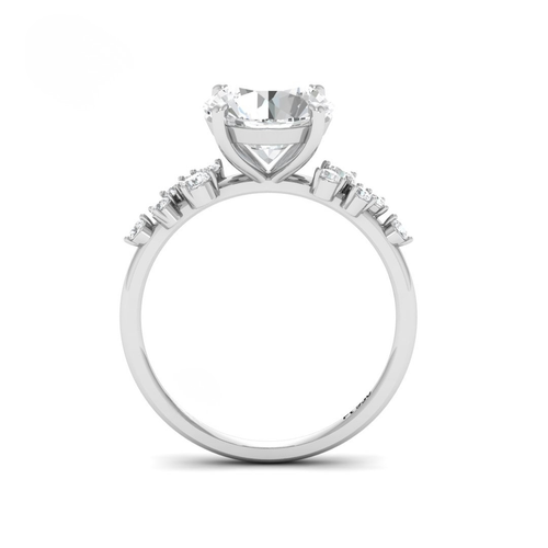 Load image 1 in gallery view. Lina Round Cut Diamond Engagement Ring With Diamond Accent Band