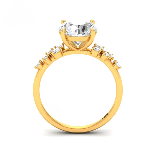Load image 1 in gallery view. Lina Round Cut Diamond Engagement Ring With Diamond Accent Band