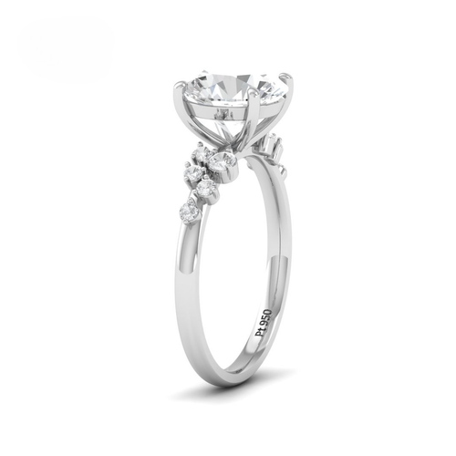 Load image 1 in gallery view. Lina Round Cut Diamond Engagement Ring With Diamond Accent Band