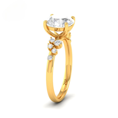 Load image 1 in gallery view. Lina Round Cut Diamond Engagement Ring With Diamond Accent Band