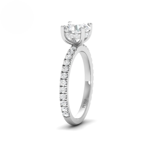Load image 1 in gallery view. Lila Round Cut Diamond Engagement Ring with Diamond Hidden Halo and Diamond Band