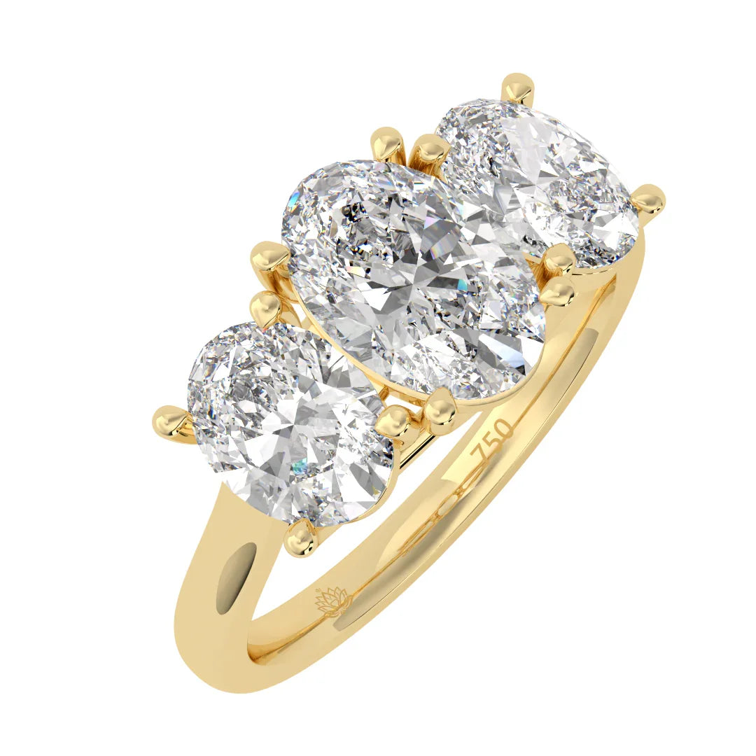 Genevieve Three Stone Oval Diamond Ring