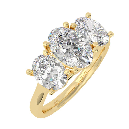 Load image 1 in gallery view. Genevieve Three Stone Oval Diamond Ring