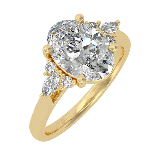 Load image 1 in gallery view. Grandeur Oval Diamond Ring with Sparkling Accent Band