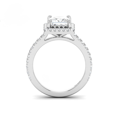 Load image 1 in gallery view. Belle Princess Cut Diamond Engagement Ring with Diamond Halo & Diamond Band