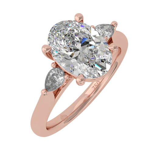 Load image 1 in gallery view. Isla Oval Diamond Ring with Pear Side Stones
