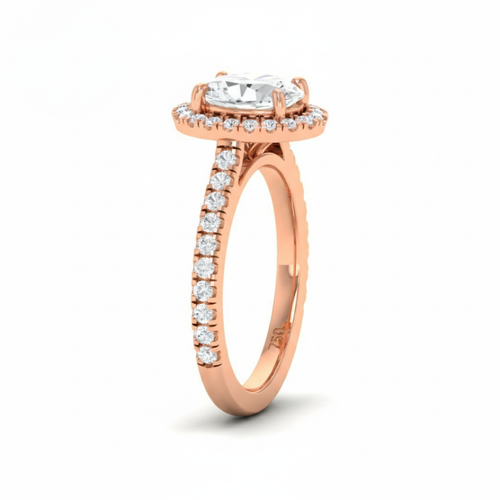 Load image 1 in gallery view. Belle Oval Cut Diamond Engagement Ring with Diamond Halo & Diamond Band