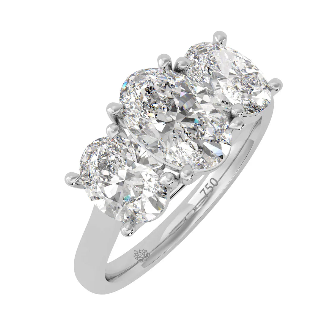Genevieve Three Stone Oval Diamond Ring