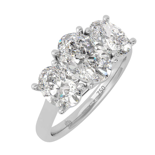 Load image 1 in gallery view. Genevieve Three Stone Oval Diamond Ring