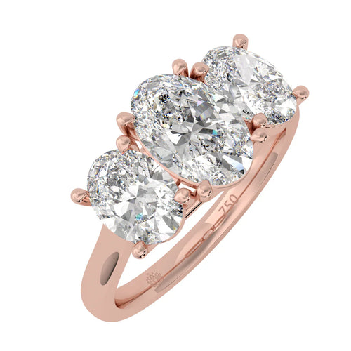 Load image 1 in gallery view. Genevieve Three Stone Oval Diamond Ring
