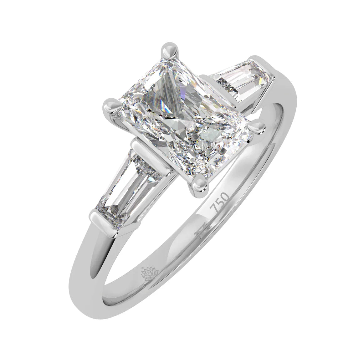 Aurora Radiant Diamond Ring with Tapered Baguette Accents