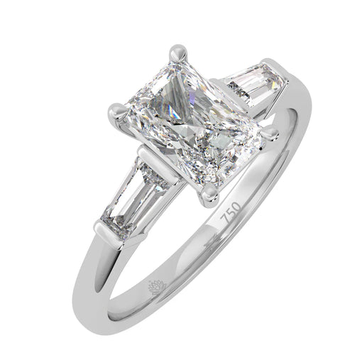 Load image 1 in gallery view. Aurora Radiant Diamond Ring with Tapered Baguette Accents