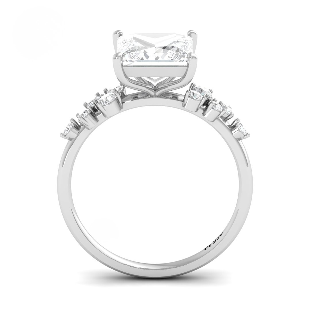 Lina Princess Cut Diamond Engagement Ring With Diamond Accent Band