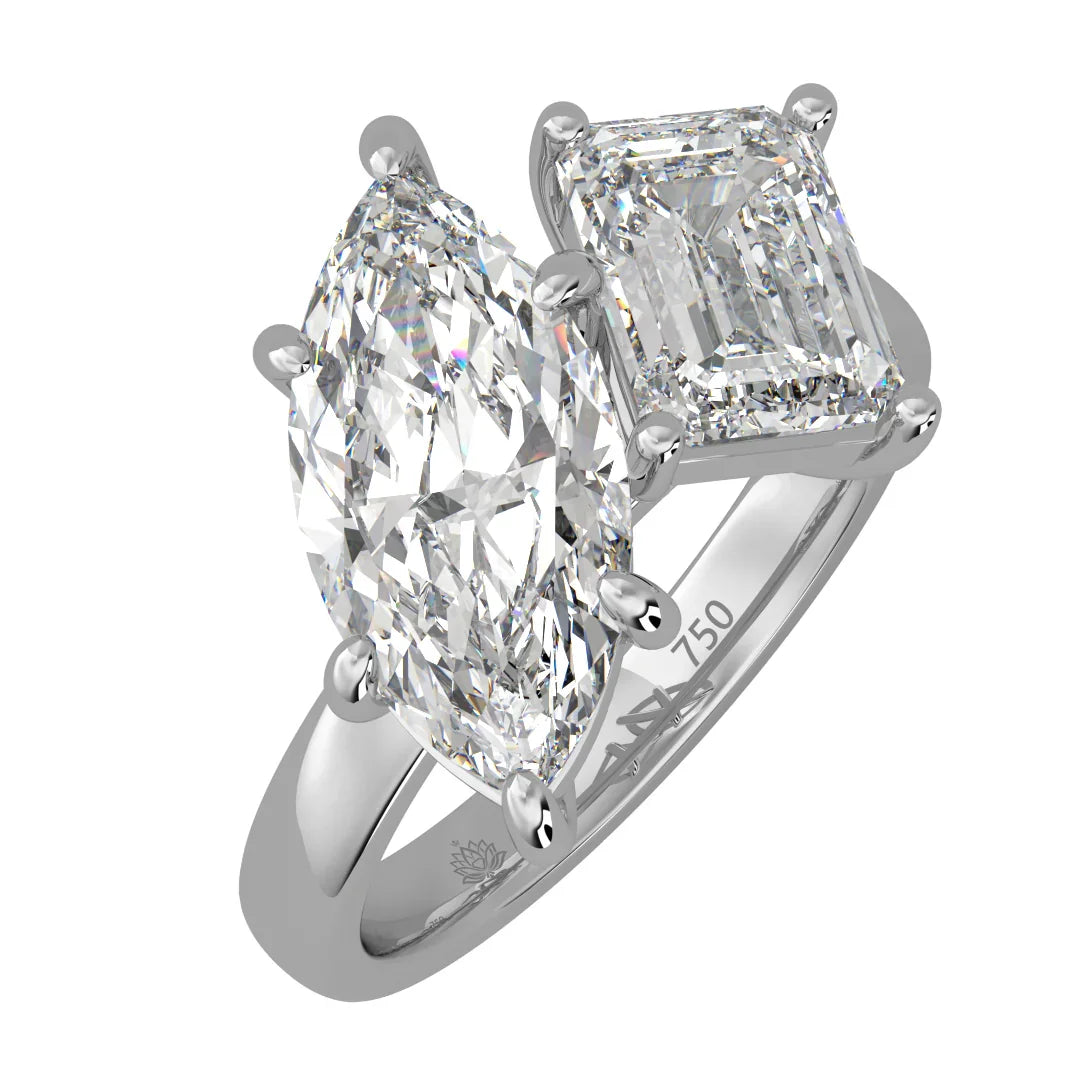 Celeste Marquise & Emerald Twin Diamond Ring