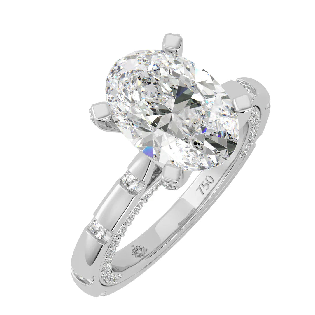 Sophia Oval Diamond Ring with Marquise Band