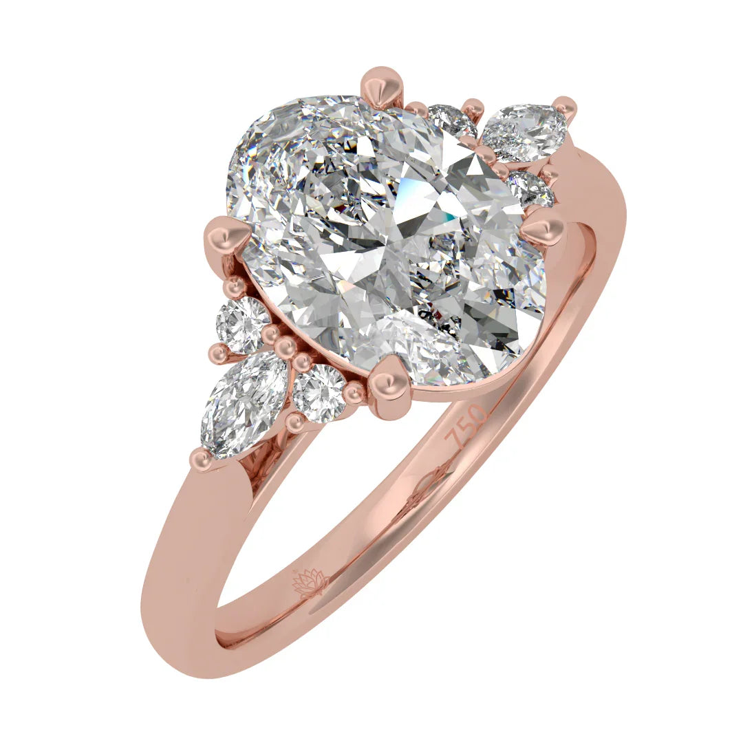 Grandeur Oval Diamond Ring with Sparkling Accent Band