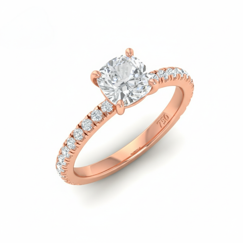 Load image 1 in gallery view. Athena Cushion With Diamond Band Engagement Ring