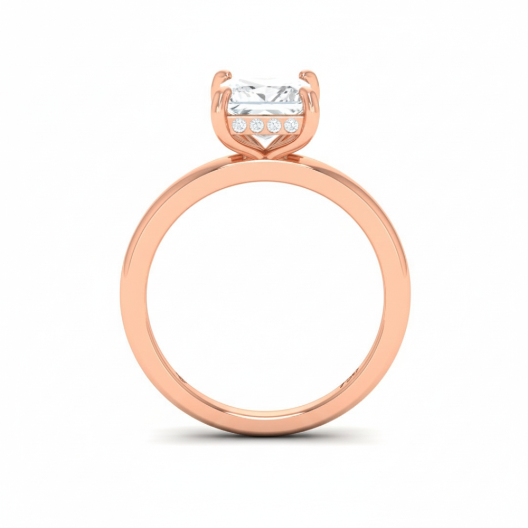 Kiara Princess Cut Diamond With Hidden Halo Engagement Ring