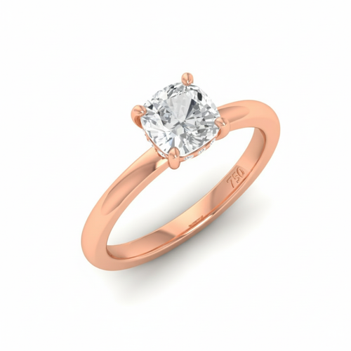 Load image 1 in gallery view. Kiara Cushion Cut Diamond With Hidden Halo Engagement Ring