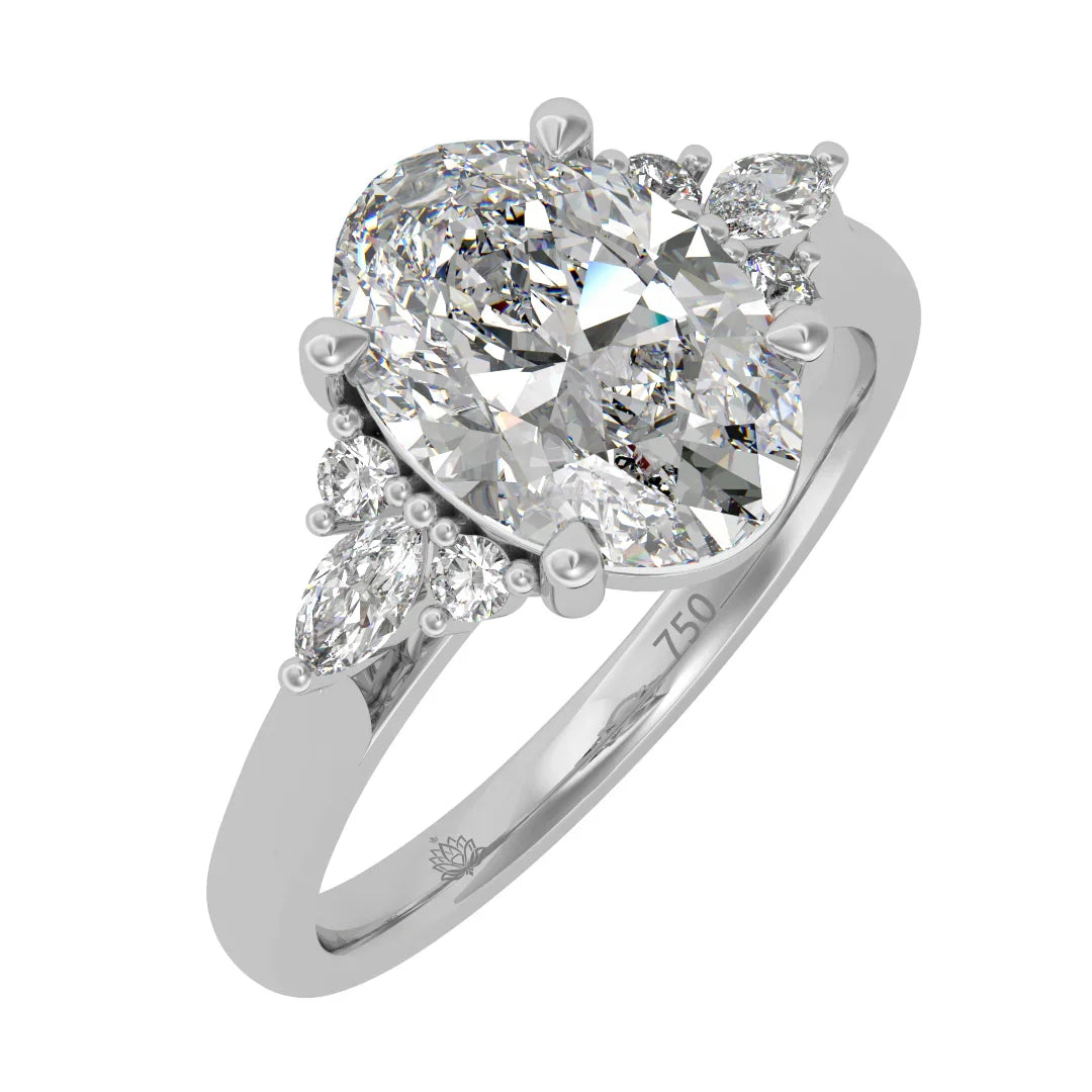 Grandeur Oval Diamond Ring with Sparkling Accent Band